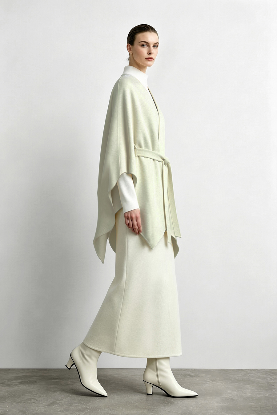 V-Neck All-Wool Double-Faced Coat|AMII