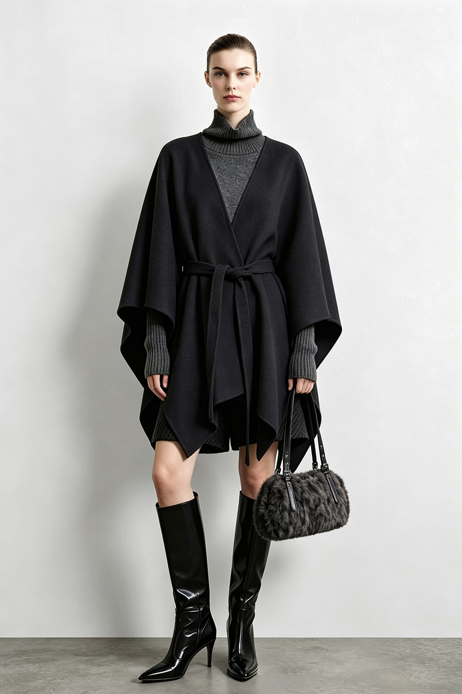 V-Neck All-Wool Double-Faced Coat|AMII