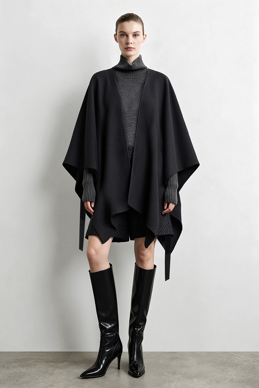 V-Neck All-Wool Double-Faced Coat|AMII