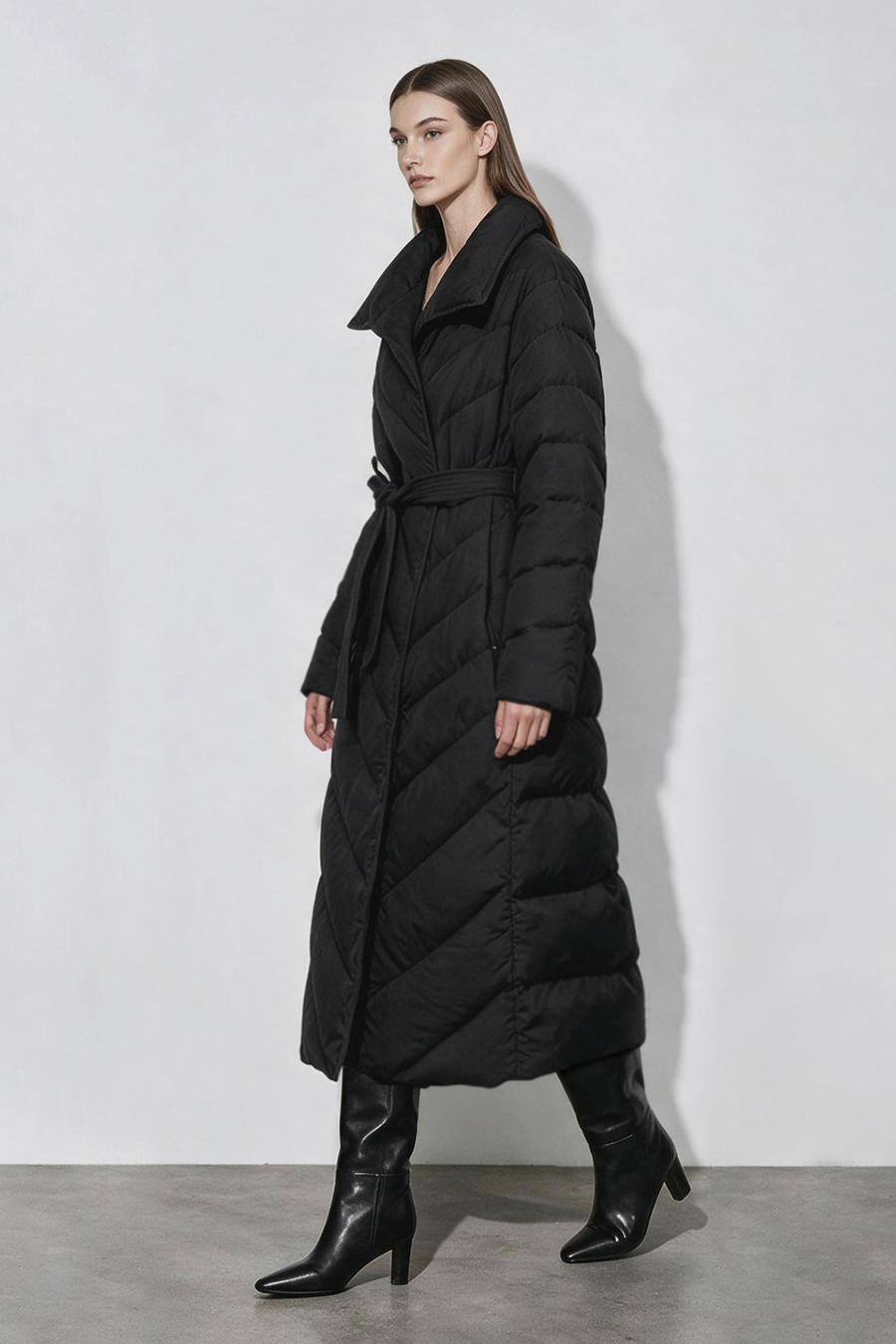 Belted Down Jacket with Magnetic Closures|AMII