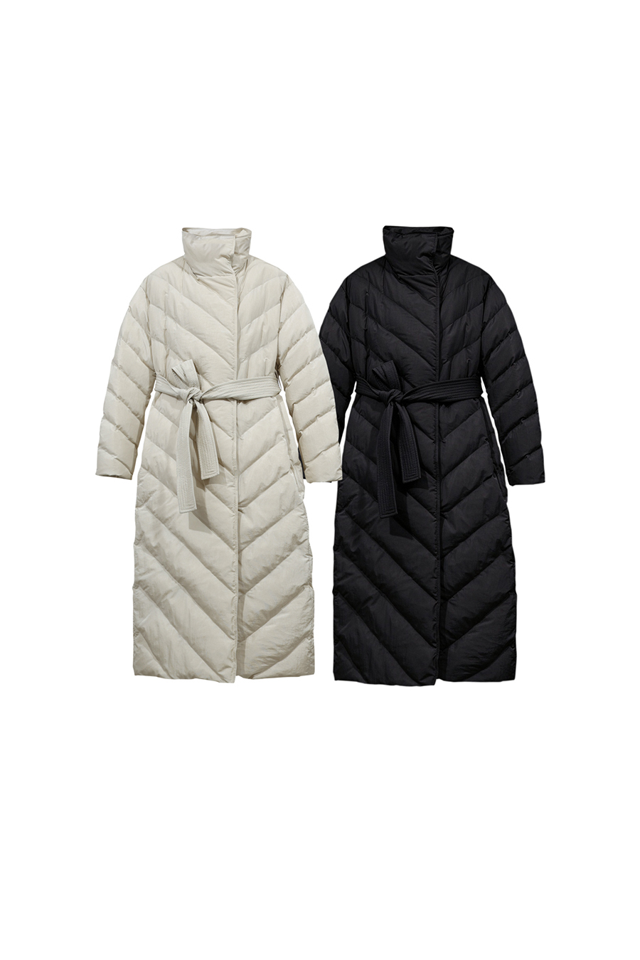 Belted Down Jacket with Magnetic Closures|AMII