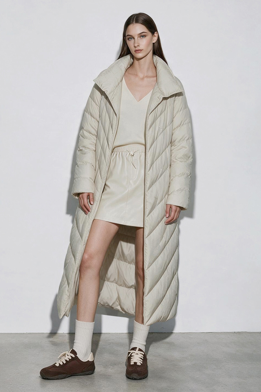 Belted Down Jacket with Magnetic Closures|AMII