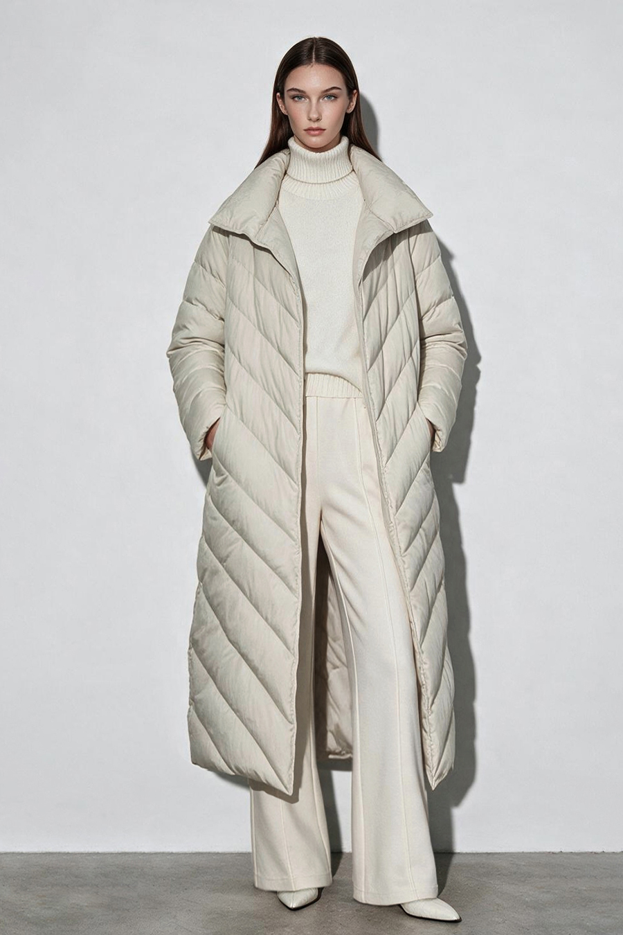 Belted Down Jacket with Magnetic Closures|AMII