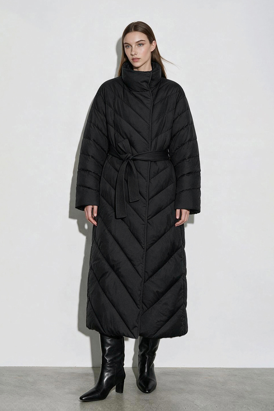 Belted Down Jacket with Magnetic Closures|AMII