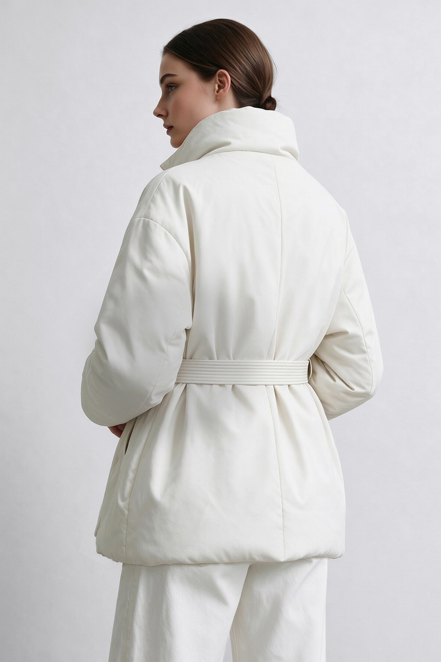 Belted Down Jacket with Buckle Closure|AMII