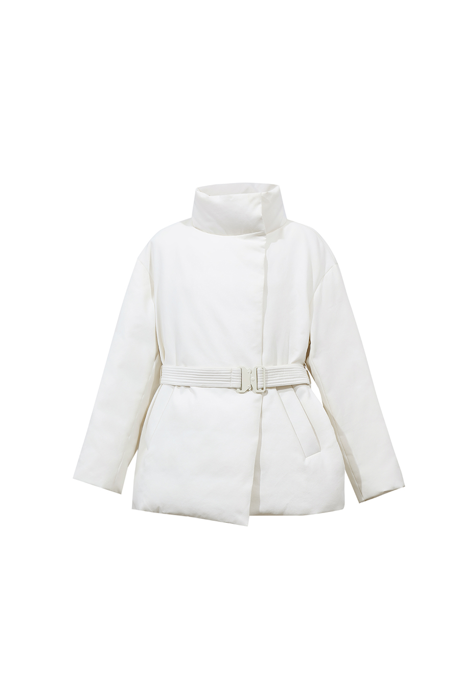 Belted Down Jacket with Buckle Closure|AMII