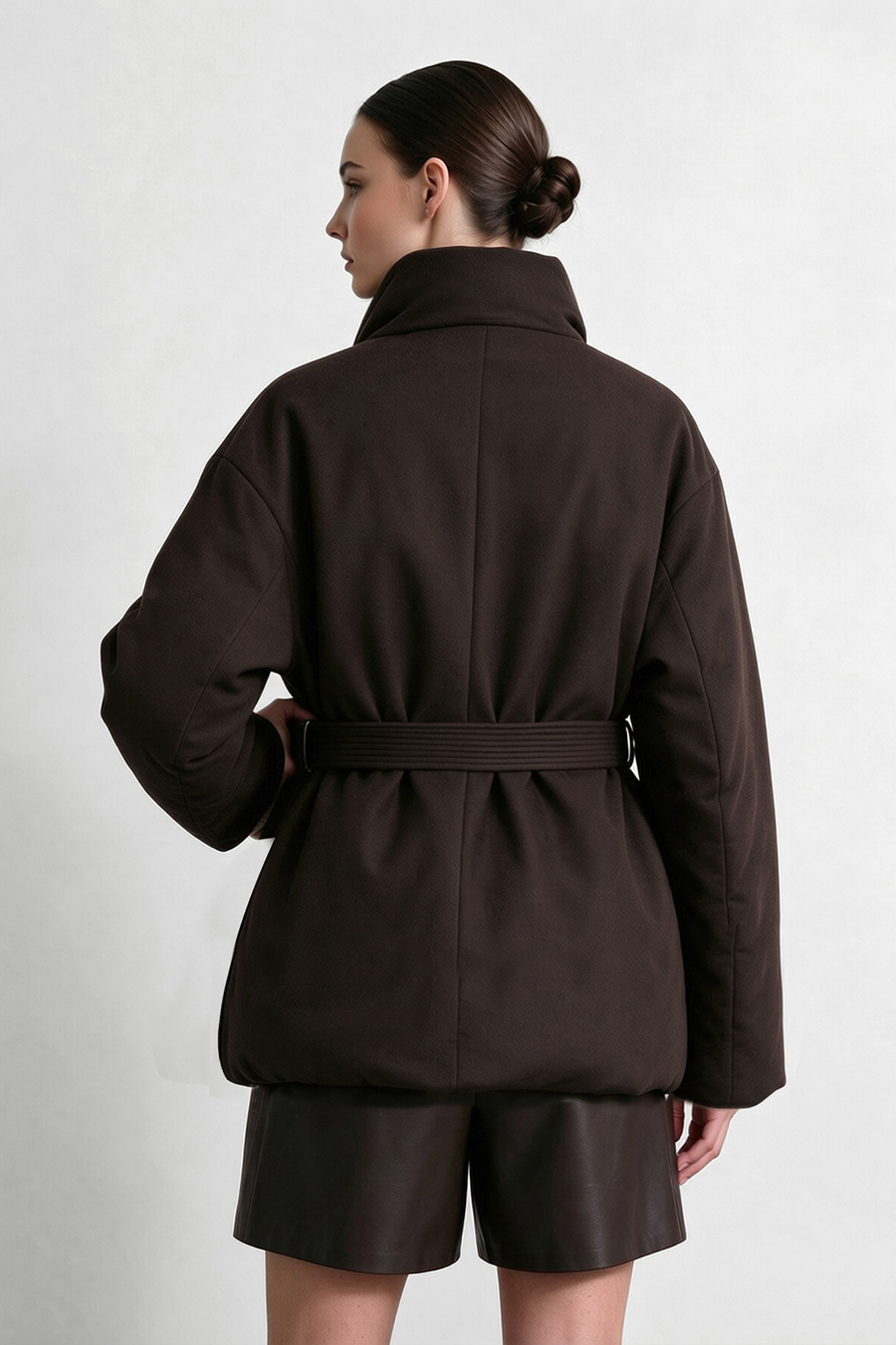 Belted Down Jacket with Buckle Closure|AMII
