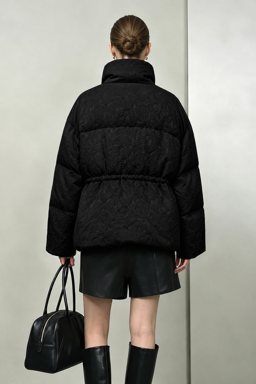 Stand Collar Jacquard Down Jacket|AMII