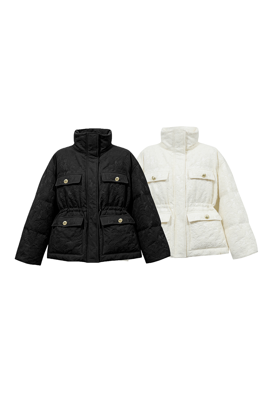 Stand Collar Jacquard Down Jacket|AMII