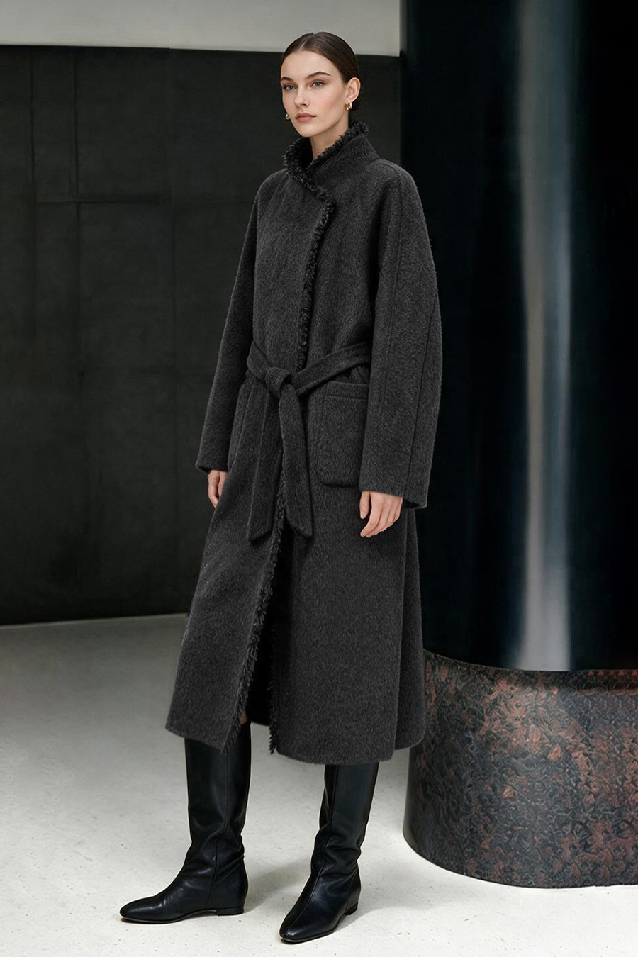 Yak Down & Wool Double-Faced Fabric|AMII