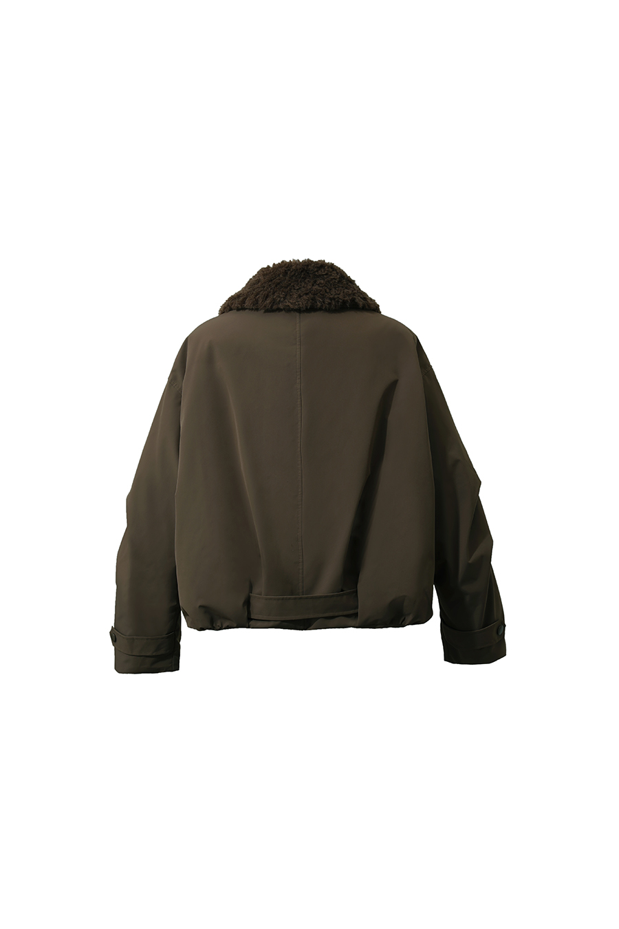 Wool Collar Belted Down Jacket|AMII