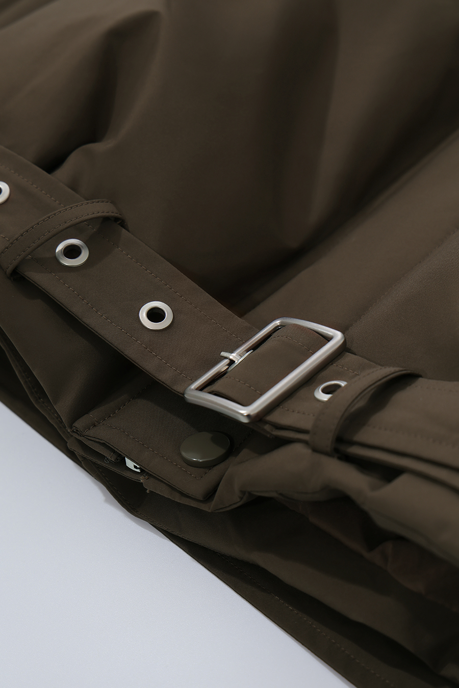 Wool Collar Belted Down Jacket|AMII