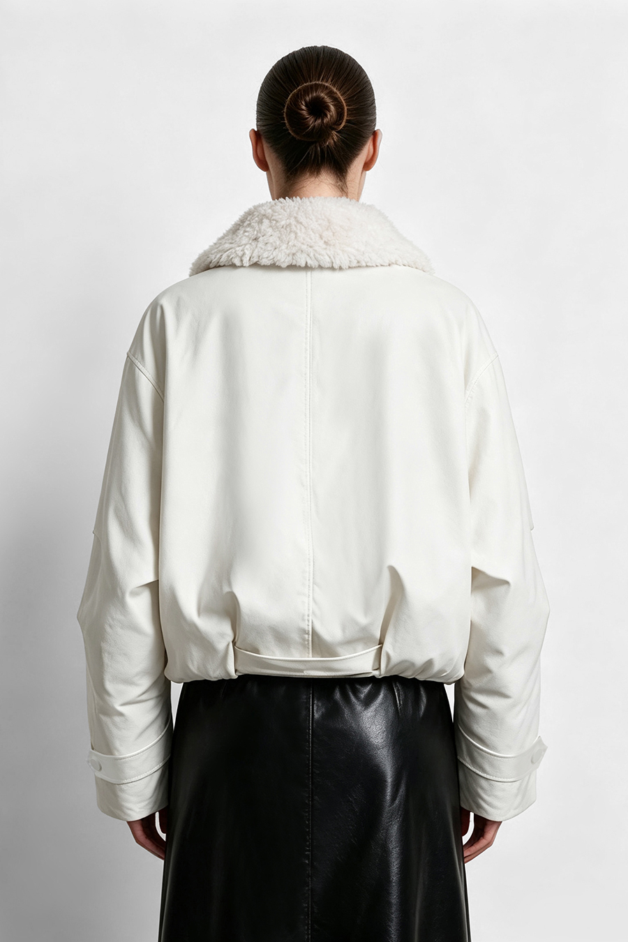 Wool Collar Belted Down Jacket|AMII