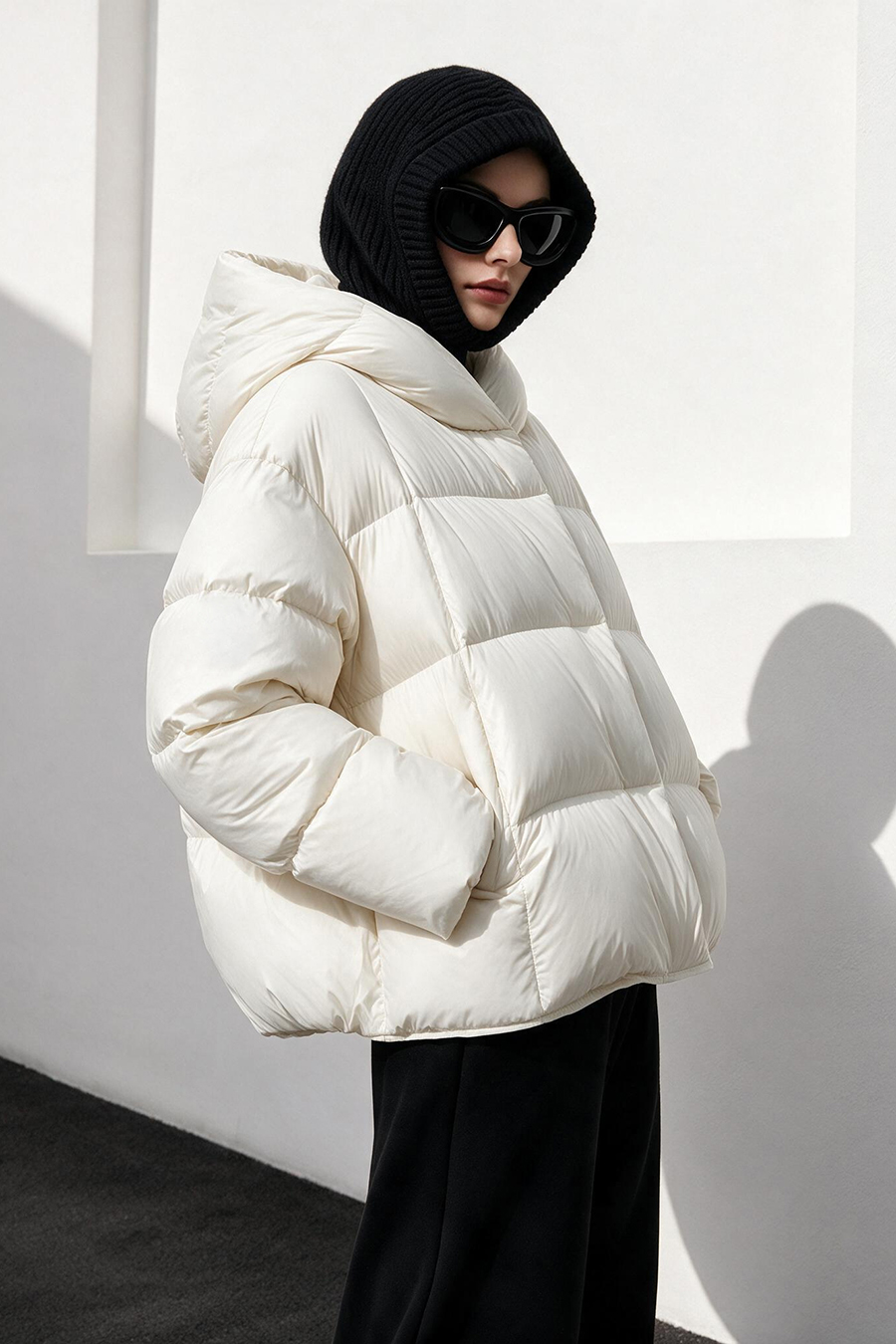 Hooded Down Jacket with Magnetic Closures|AMII