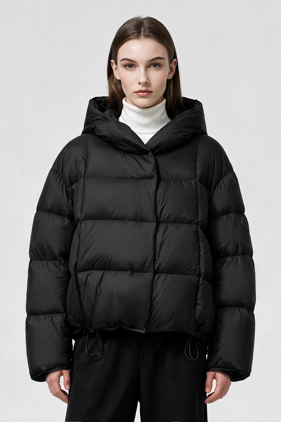Hooded Down Jacket with Magnetic Closures|AMII
