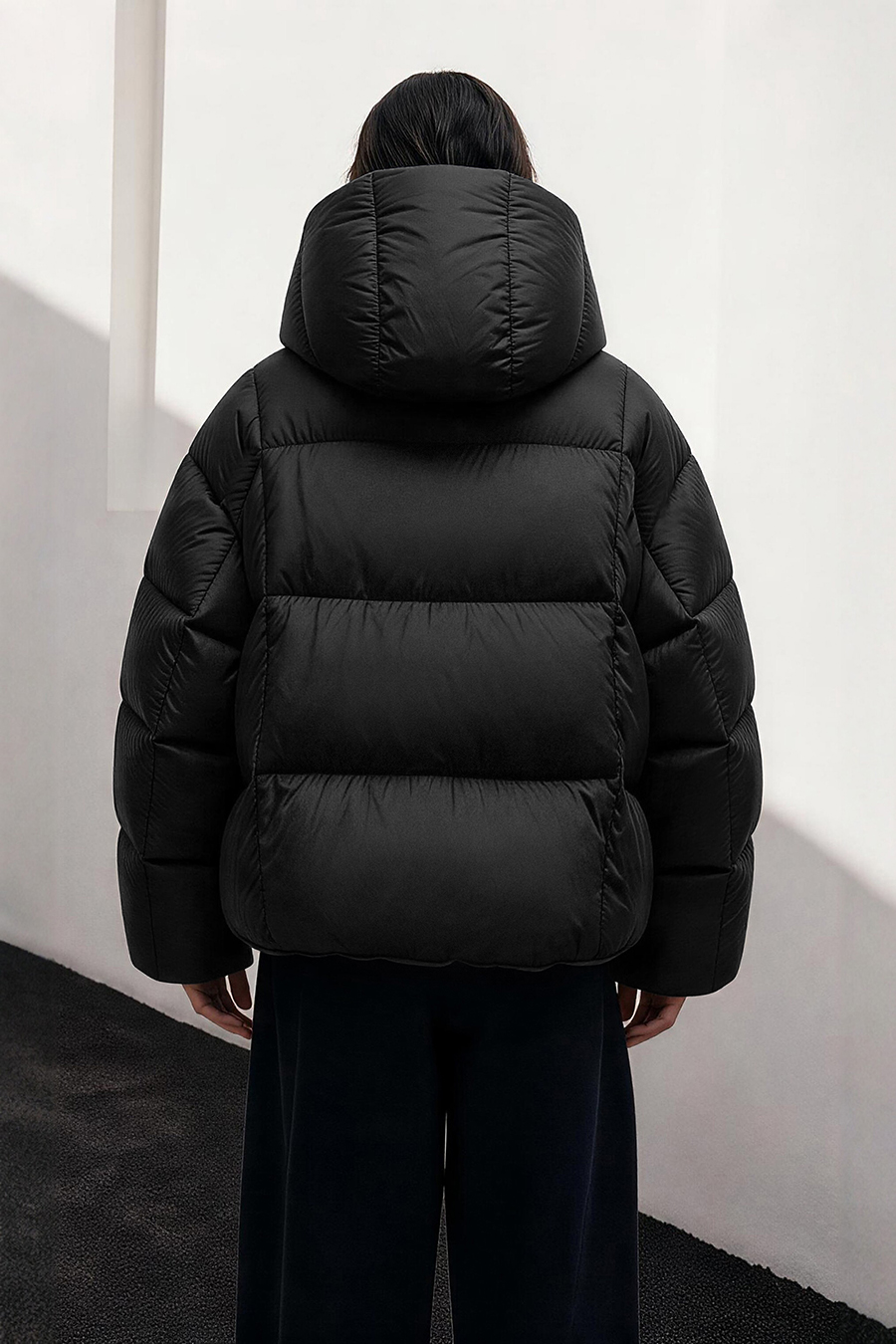 Hooded Down Jacket with Magnetic Closures|AMII