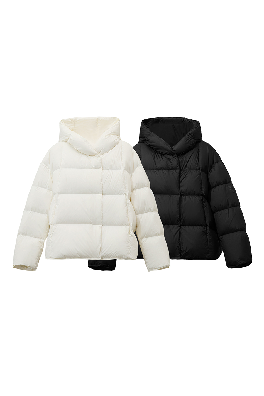 Hooded Down Jacket with Magnetic Closures|AMII