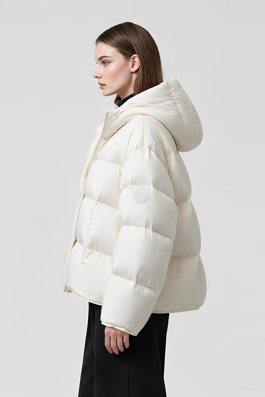 Hooded Down Jacket with Magnetic Closures|AMII