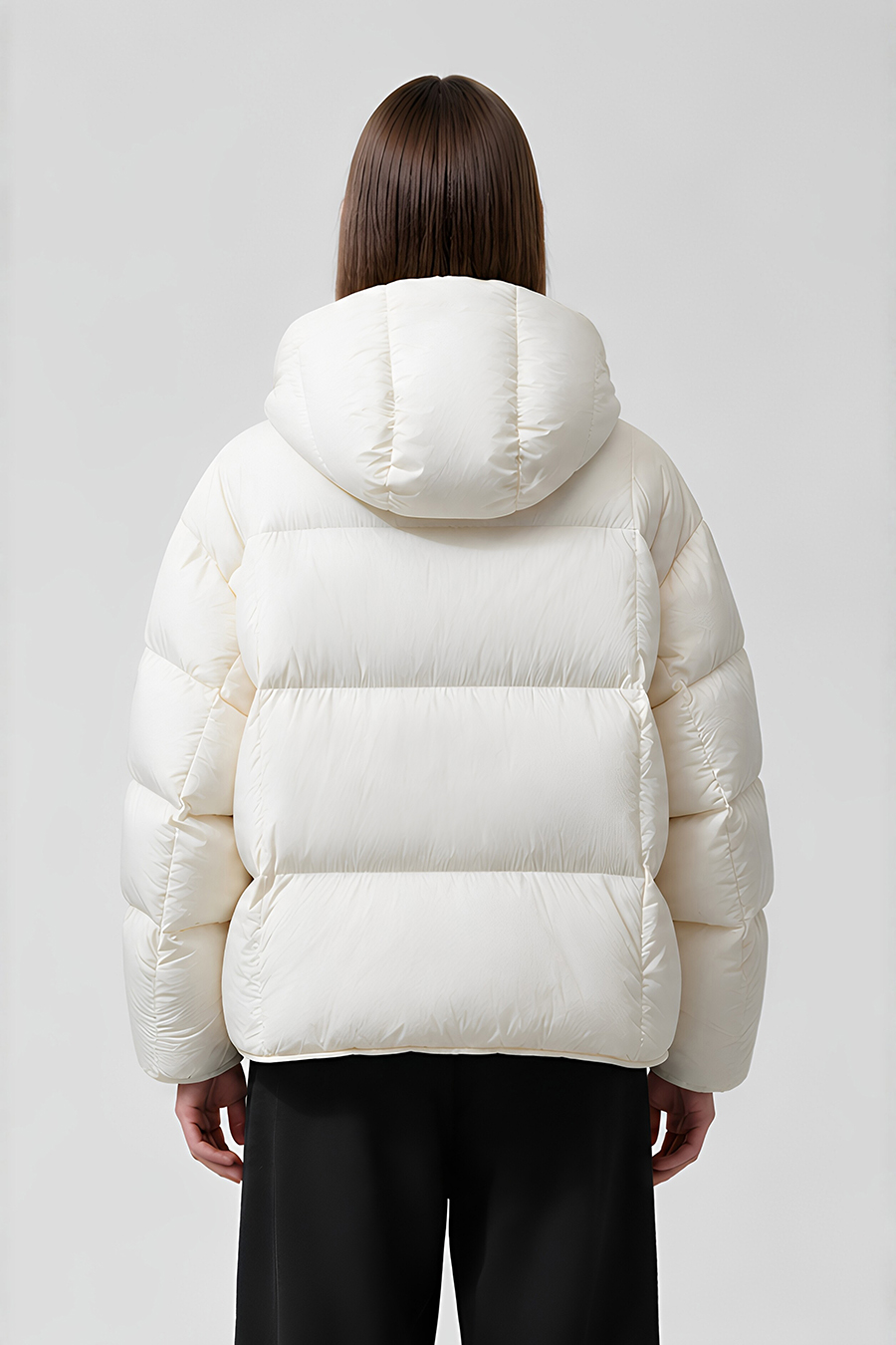 Hooded Down Jacket with Magnetic Closures|AMII