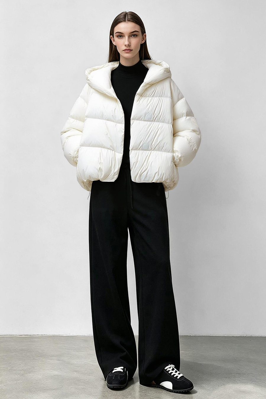 Hooded Down Jacket with Magnetic Closures|AMII