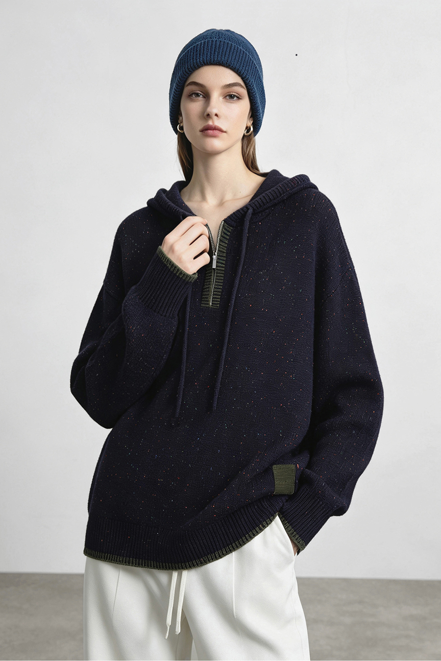 Confetti Yarn Hooded Sweater|AMII