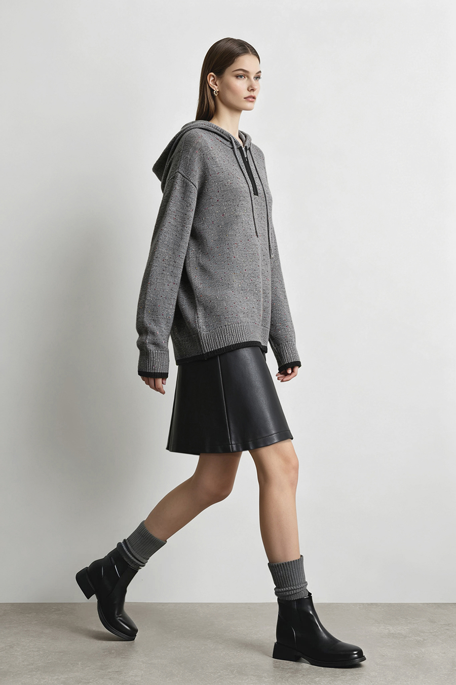 Confetti Yarn Hooded Sweater|AMII