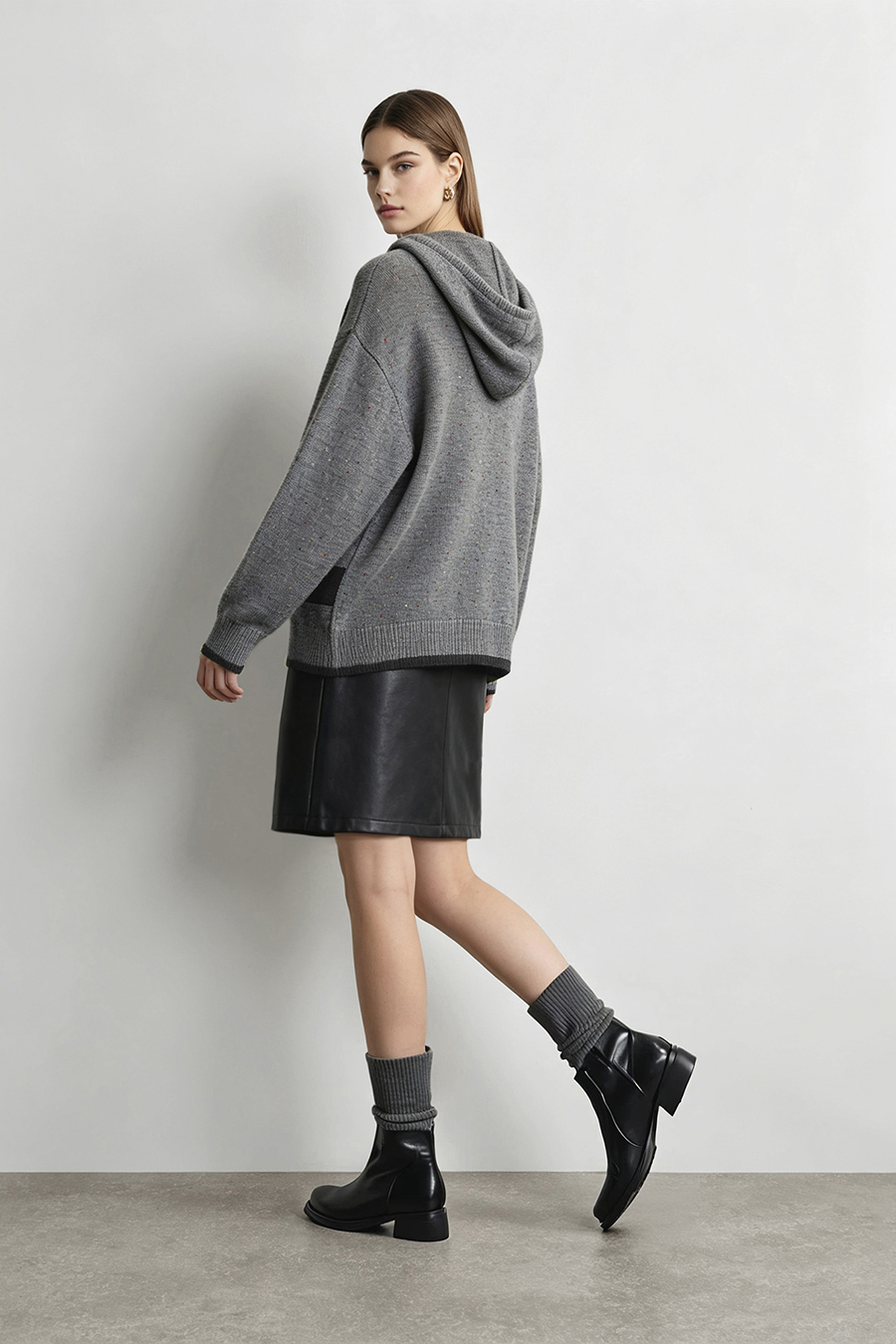 Confetti Yarn Hooded Sweater|AMII