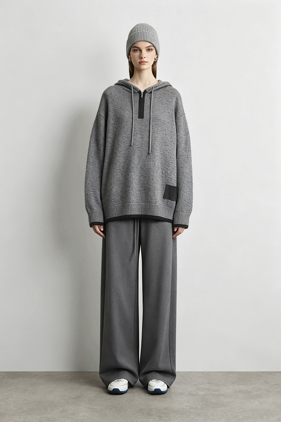 Confetti Yarn Hooded Sweater|AMII