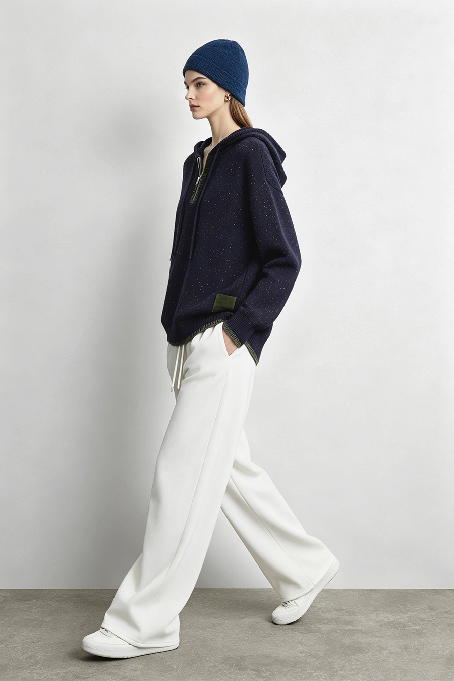 Confetti Yarn Hooded Sweater|AMII