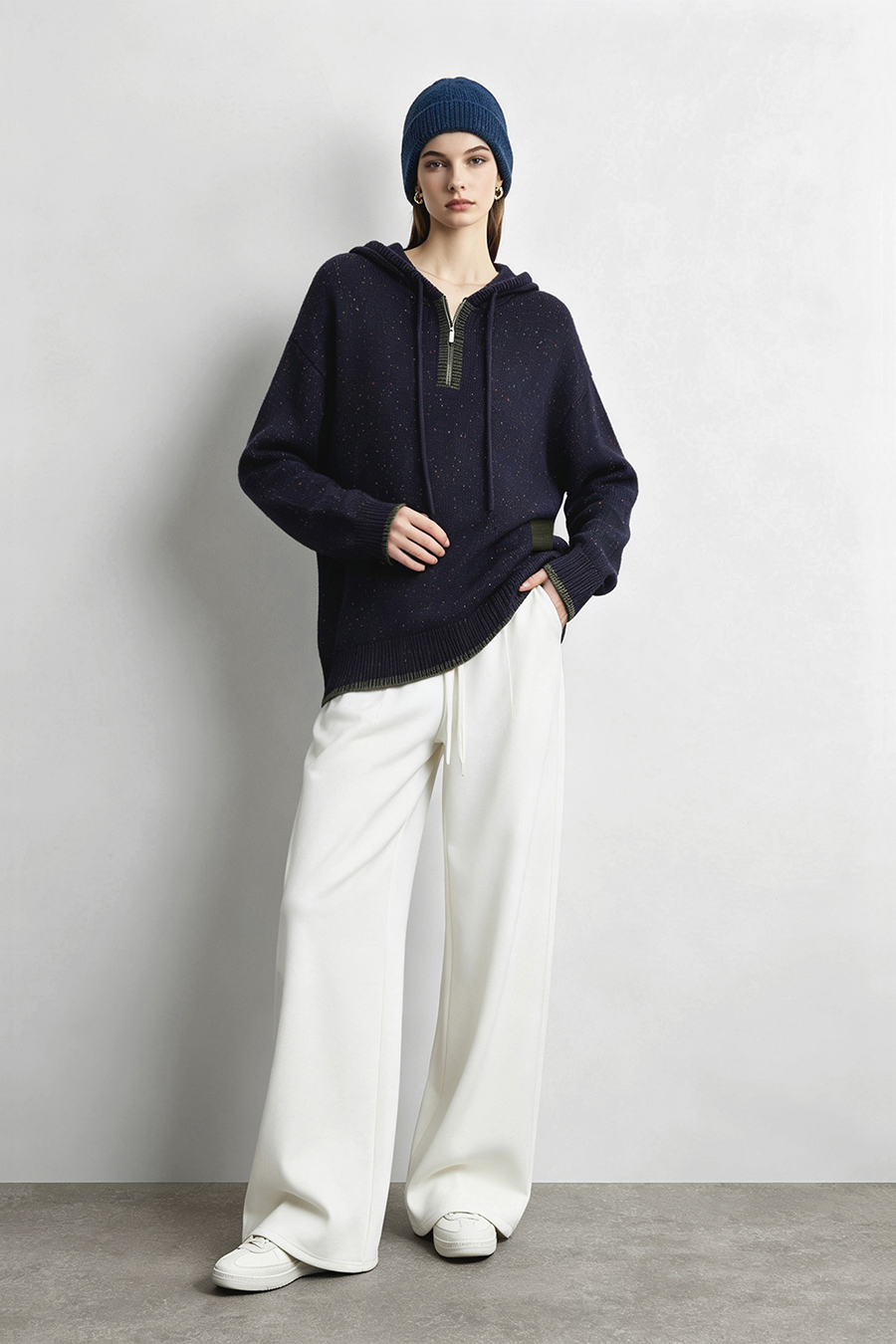 Confetti Yarn Hooded Sweater|AMII