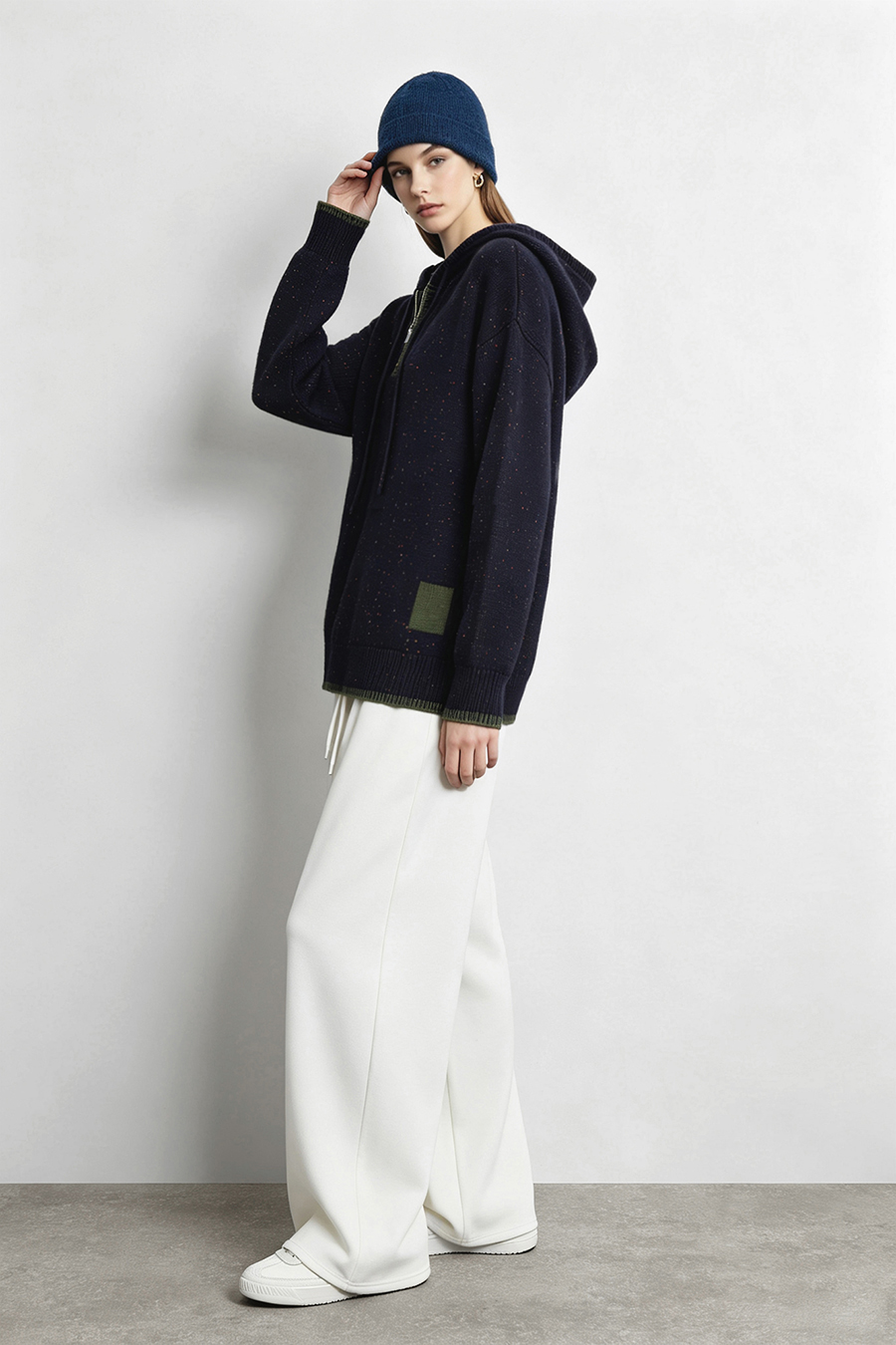 Confetti Yarn Hooded Sweater|AMII