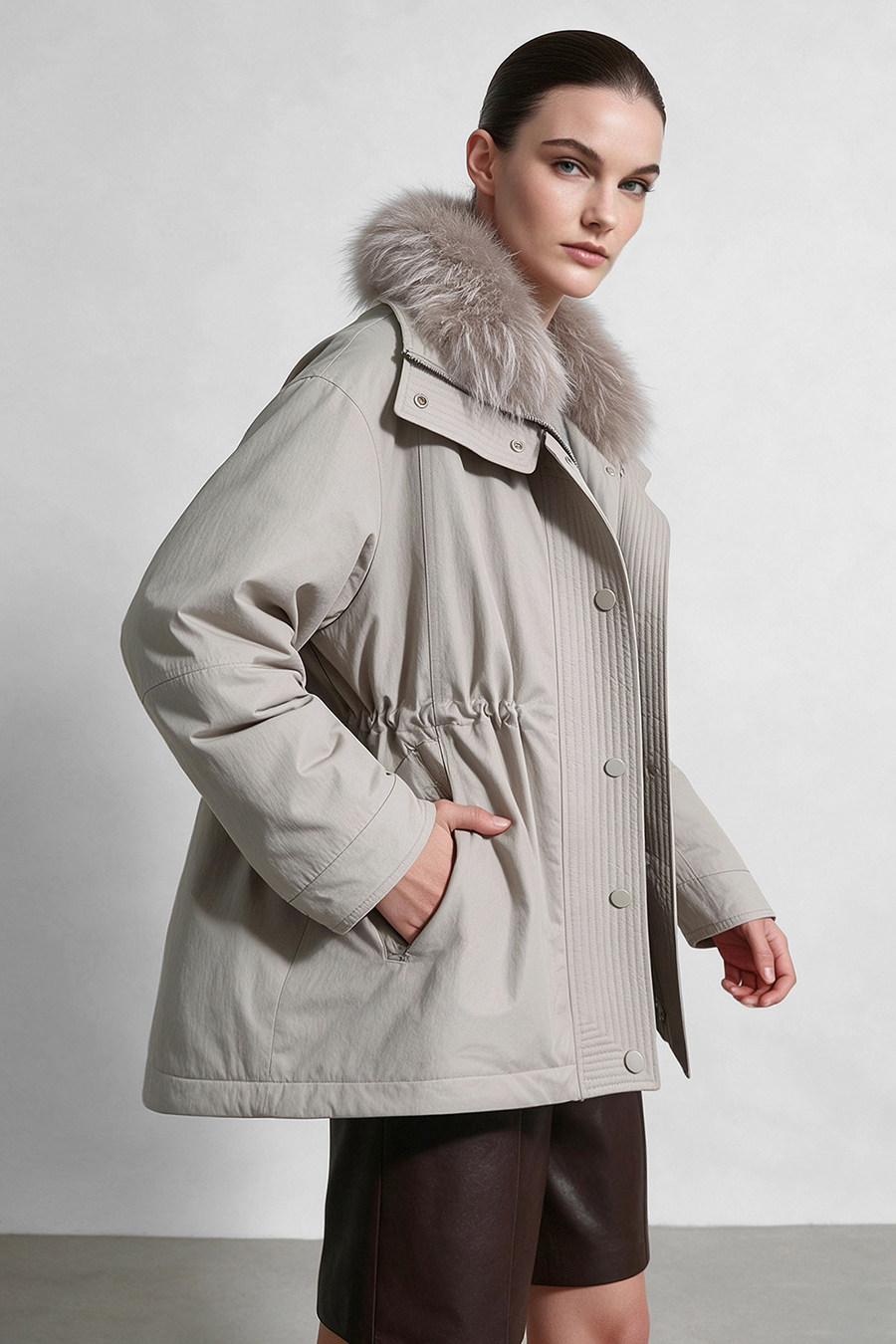 Raccoon Fur Collar Down Jacket|AMII