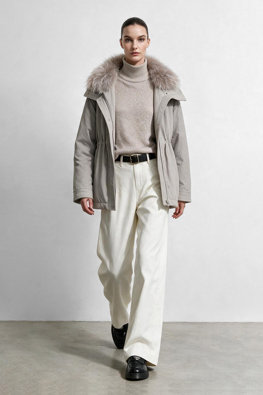Raccoon Fur Collar Down Jacket|AMII
