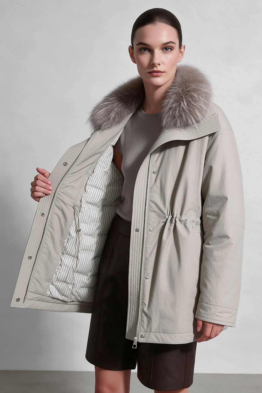 Raccoon Fur Collar Down Jacket|AMII
