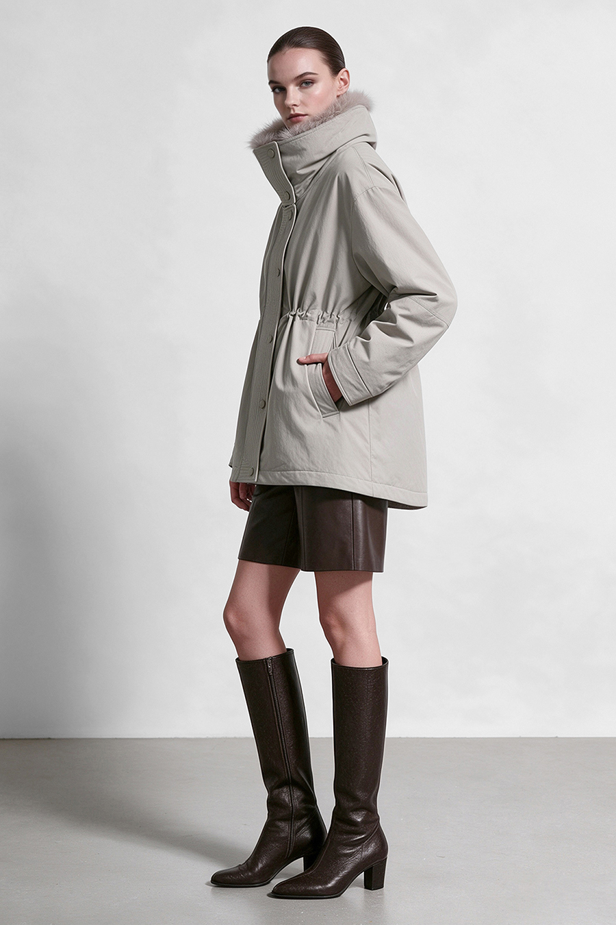Raccoon Fur Collar Down Jacket|AMII