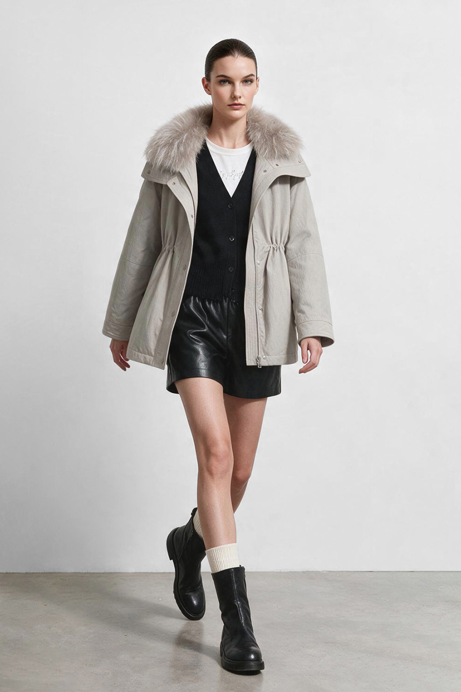 Raccoon Fur Collar Down Jacket|AMII