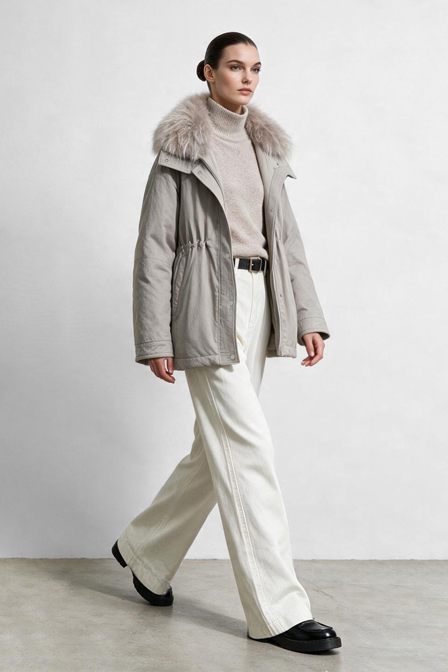Raccoon Fur Collar Down Jacket|AMII