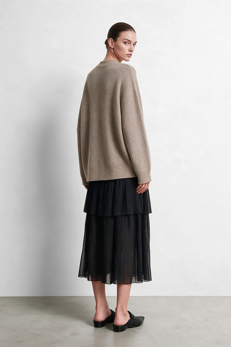 Bow-Embellished Jacquard Sweater|AMII