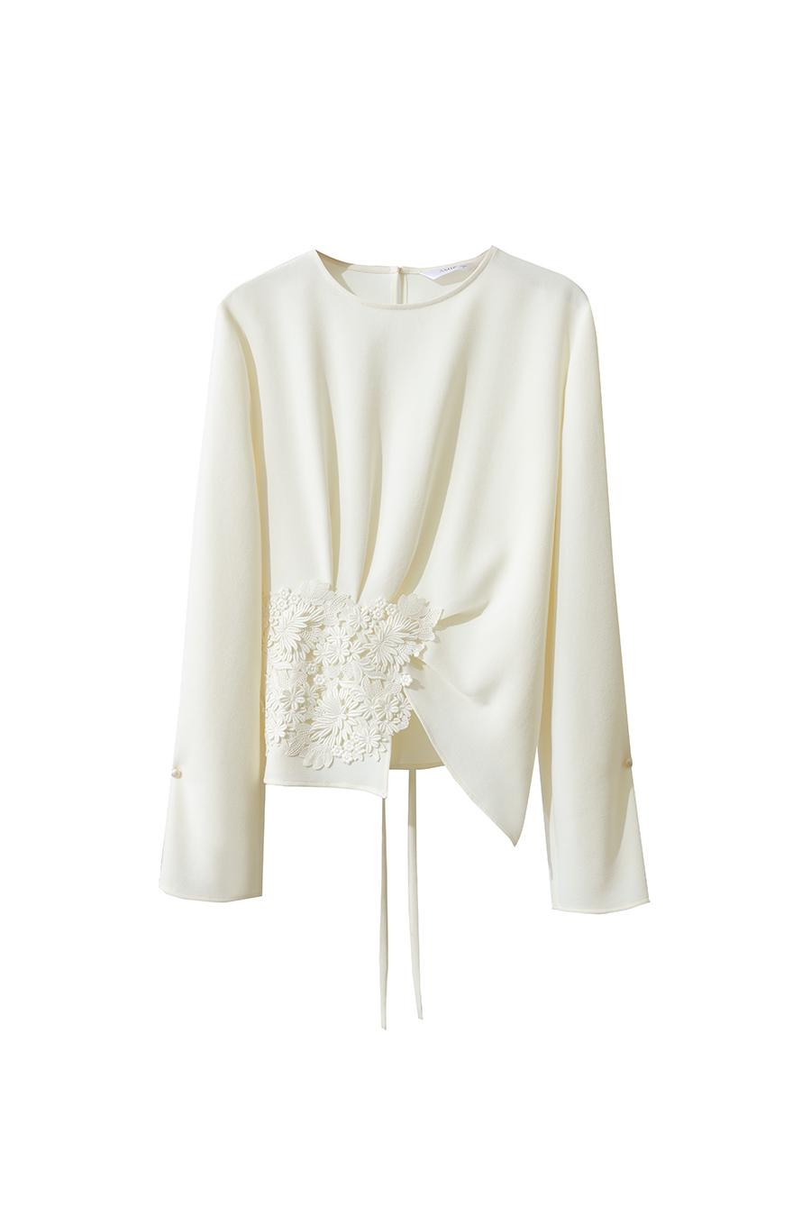 Crew Neck Lace Patchwork Chiffon Blouse|AMII-AMII.com