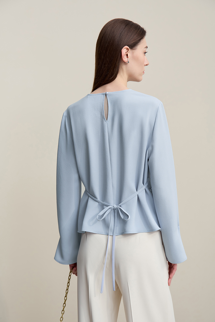 Crew Neck Lace Patchwork Chiffon Blouse|AMII-AMII.com