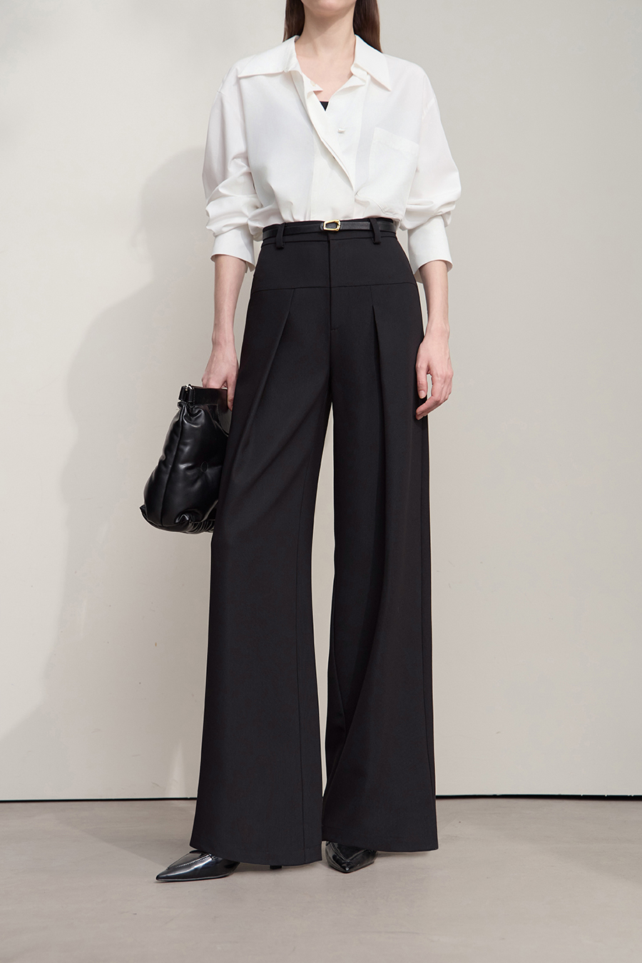 Wide Leg Pleated Casual Pants