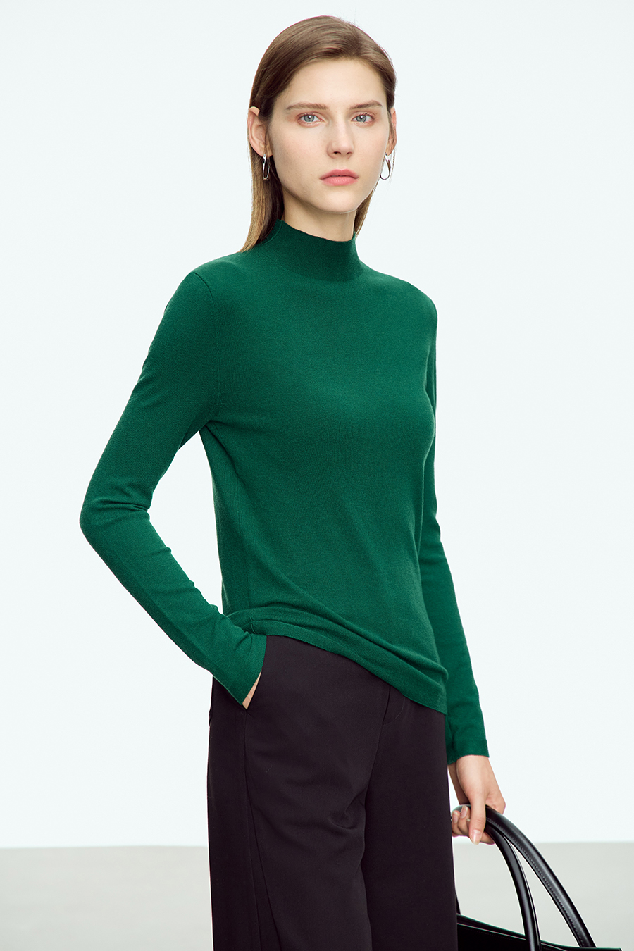 Mock Neck Slim Sweater|AMII-AMII.com