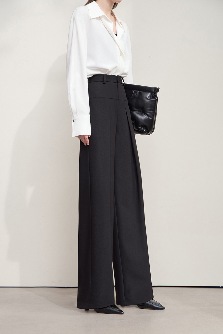Wide Leg Pleated Casual Pants