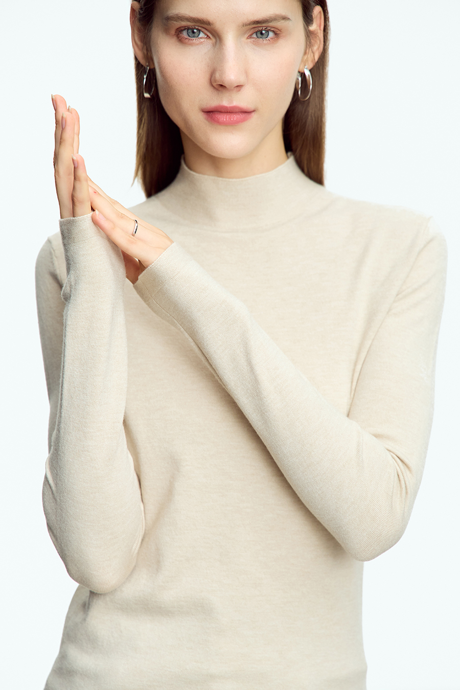 Mock Neck Slim Sweater|AMII-AMII.com