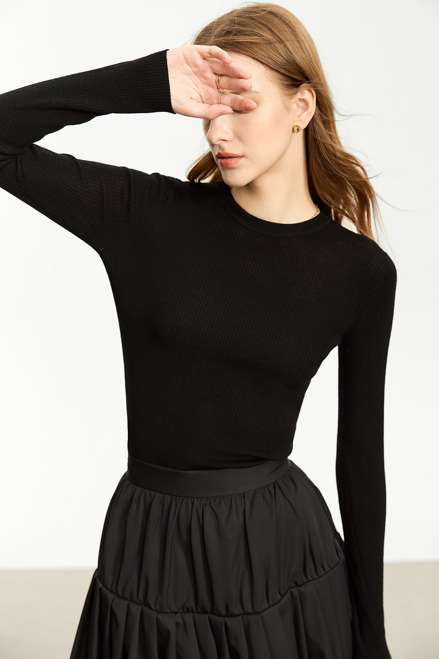 Slim Small Crew Neck Wool Sweater|AMII-AMII.com