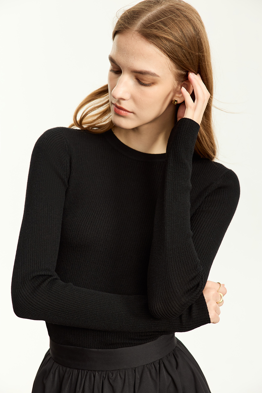 Slim Small Crew Neck Wool Sweater|AMII-AMII.com