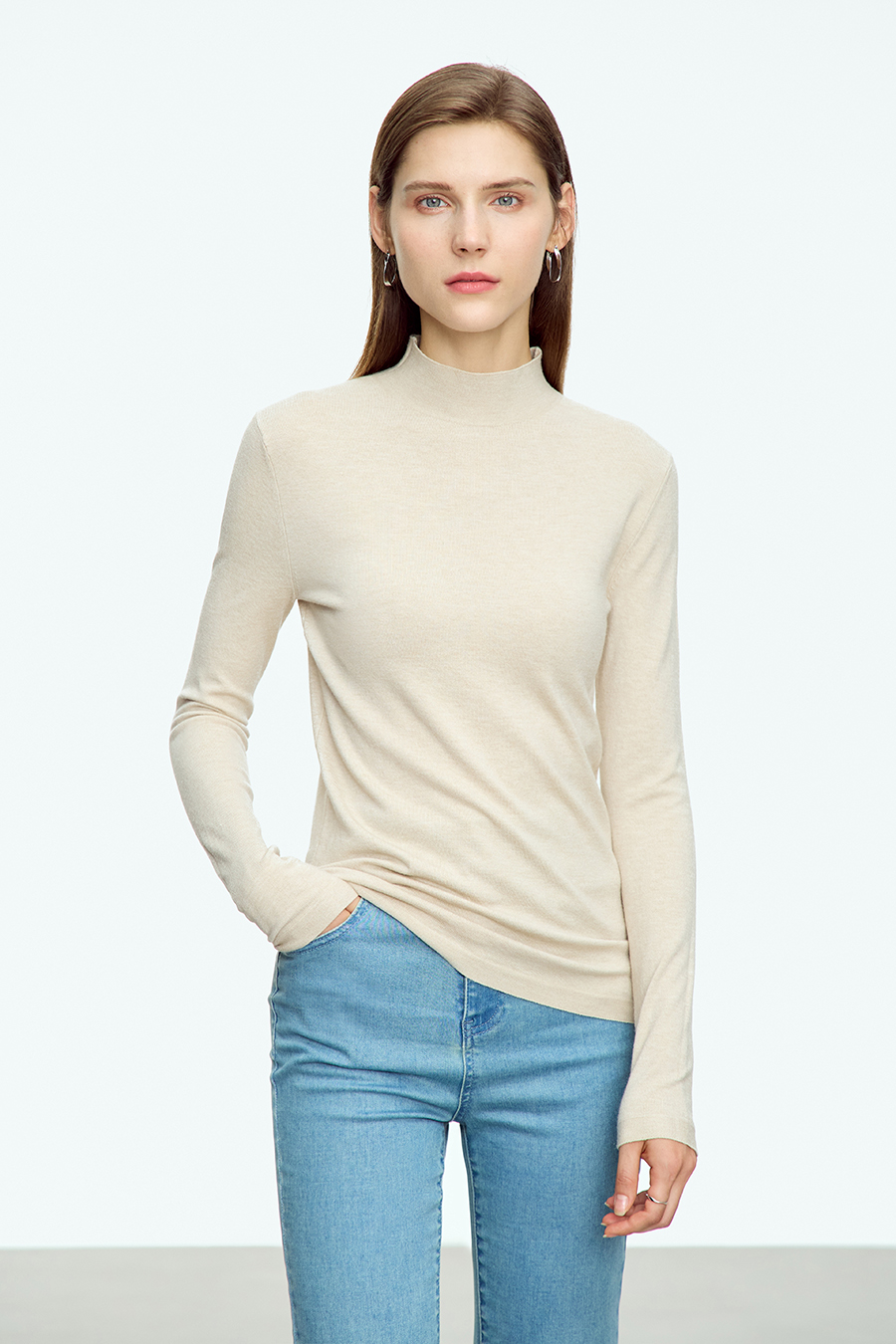 Mock Neck Slim Sweater|AMII-AMII.com
