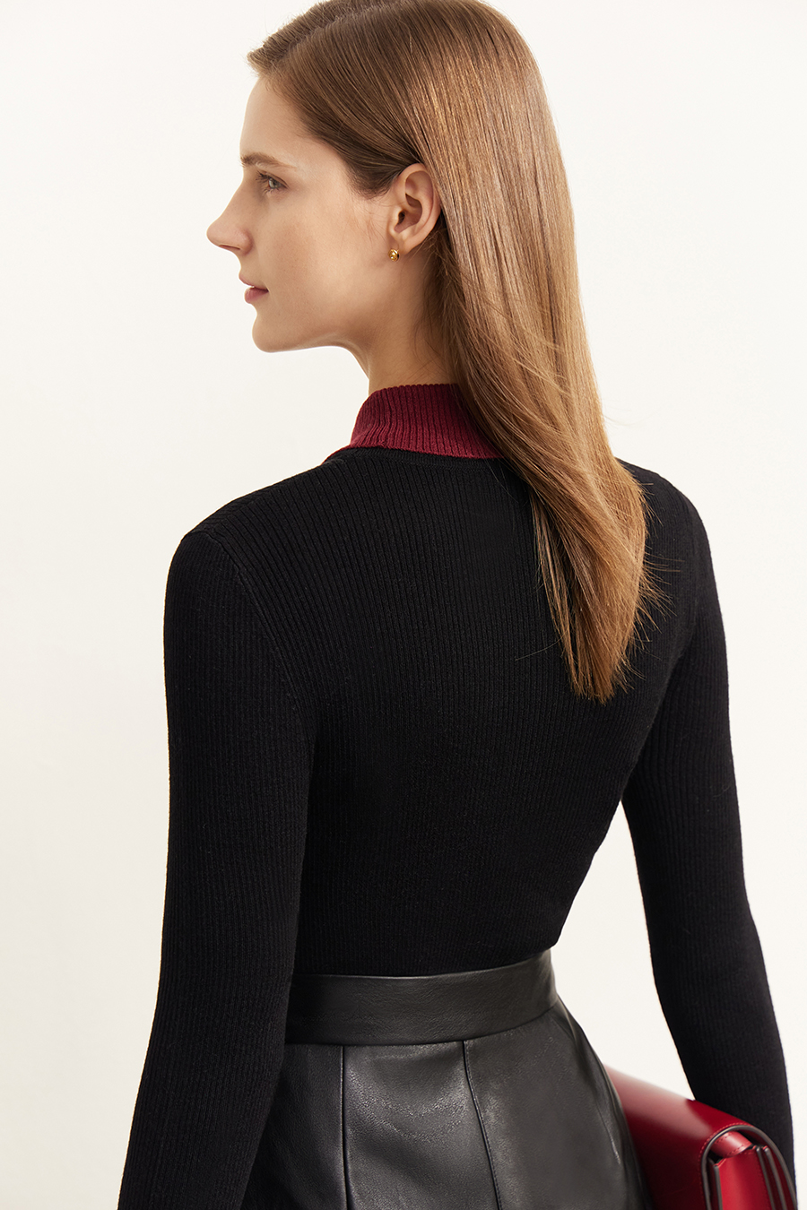 Color - block Lapel Slim Sweater|AMII-AMII.com