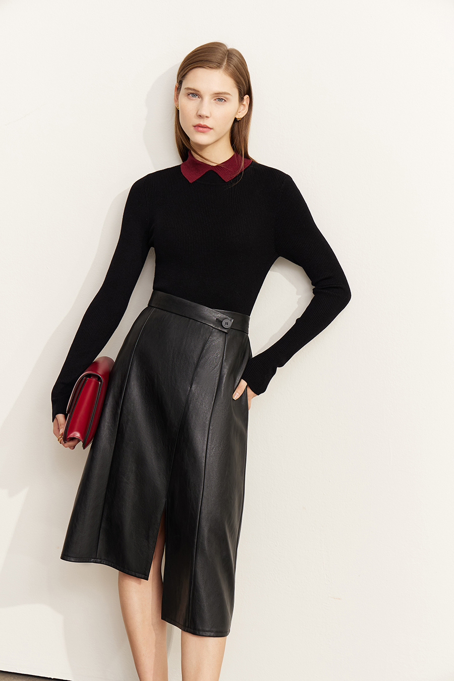 Color - block Lapel Slim Sweater|AMII-AMII.com