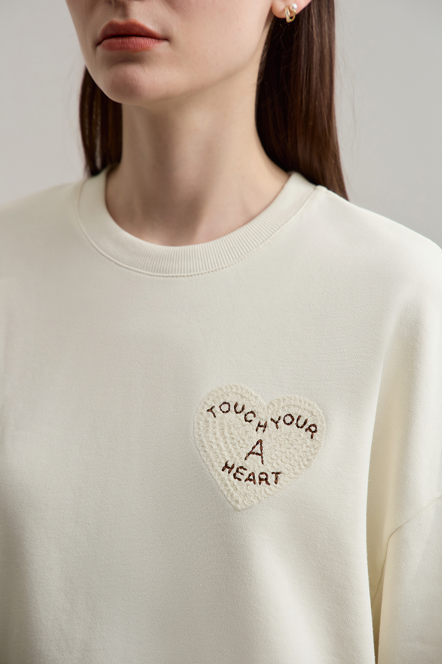 Letter & Heart Embroidered Sweatshirt